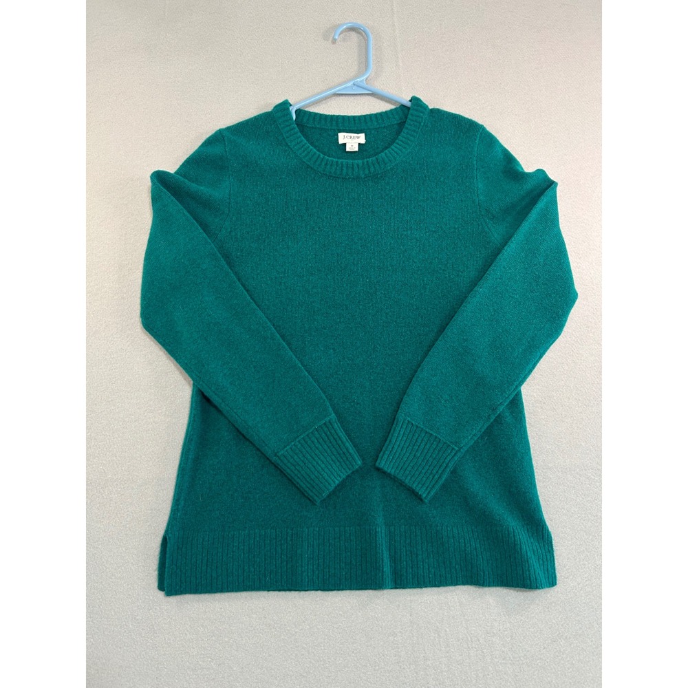 J.Crew Sweater Womens Small Green Crewneck Long Sleeve Wool Blend Pullover